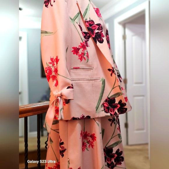 Nine West Purple Pink Floral Print Rosebud Blazer Jacket and Dress Set - Picture 4 of 13